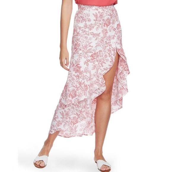 NWT 1. State Porcelain Floral Ruffled Maxi Skirt - Picture 3 of 8